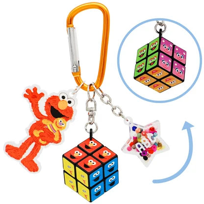 Sesame Street Elmo and mini Rubik's Cube puzzle keychain