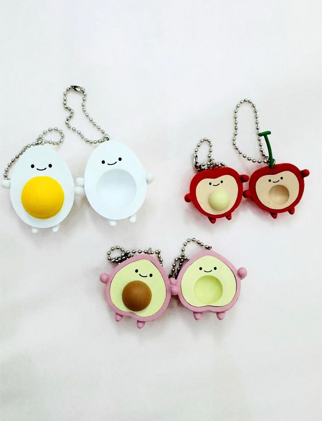 Cute hugging Avocado Cherry Egg Peach and apple Gashapon