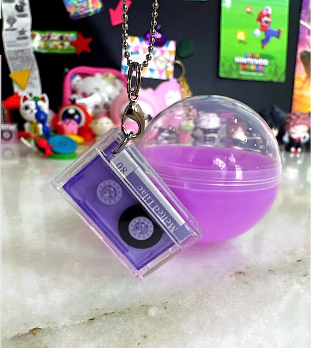 Miniature cassette tape swing pastel
